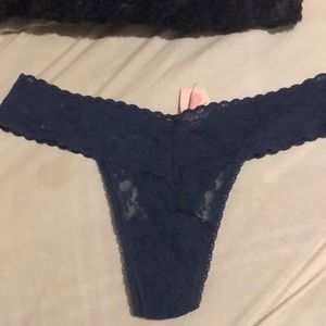 NWT. Victoria secret blue lace thong, size small.